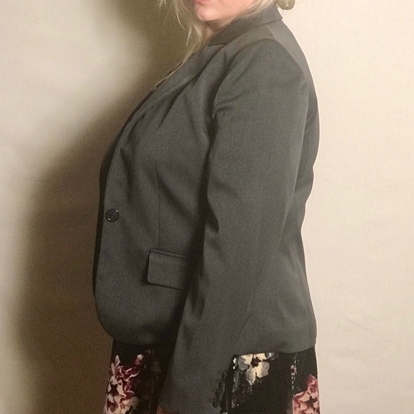 NWT AK Anne Klein Charcoal Collared Fitted Blazer - Picture 3 of 8